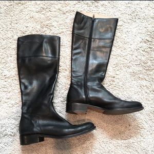 Black Knee-High Leather Boots - Wm Size 8